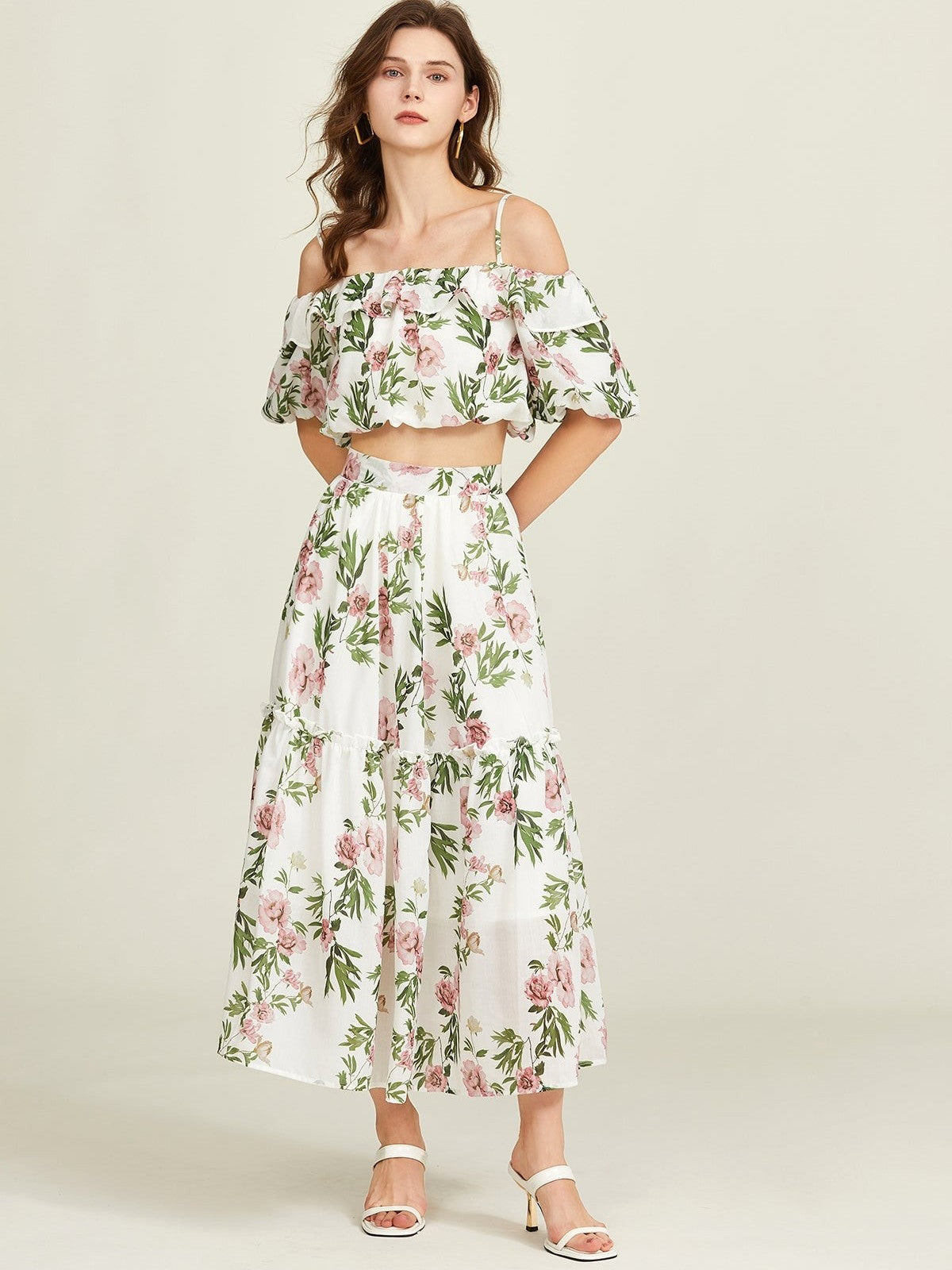 Elara Floral Off-Shoulder Two-Piece Set