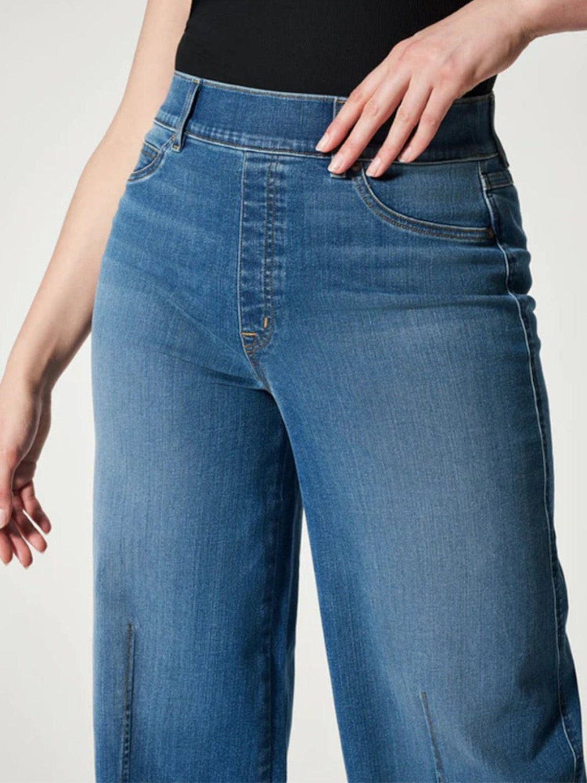Isla Pull-On Wide-Leg Jeans