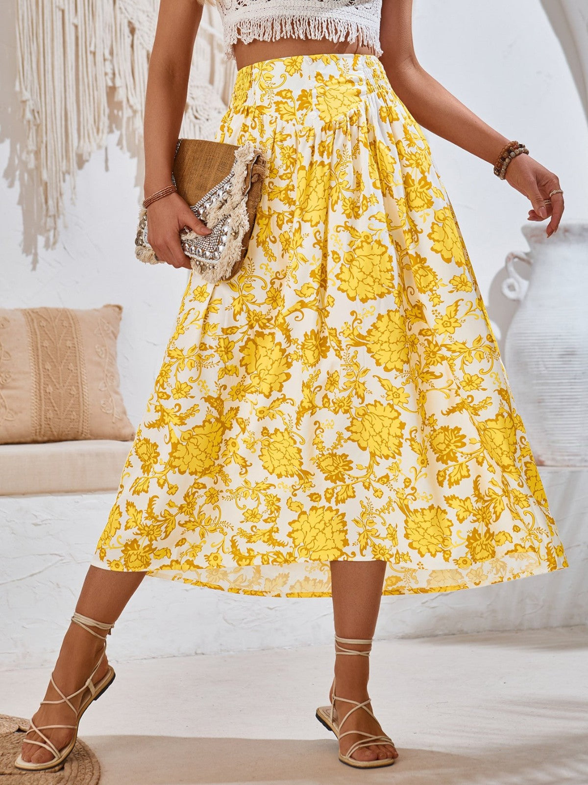 Mila Floral Midi Summer Skirt