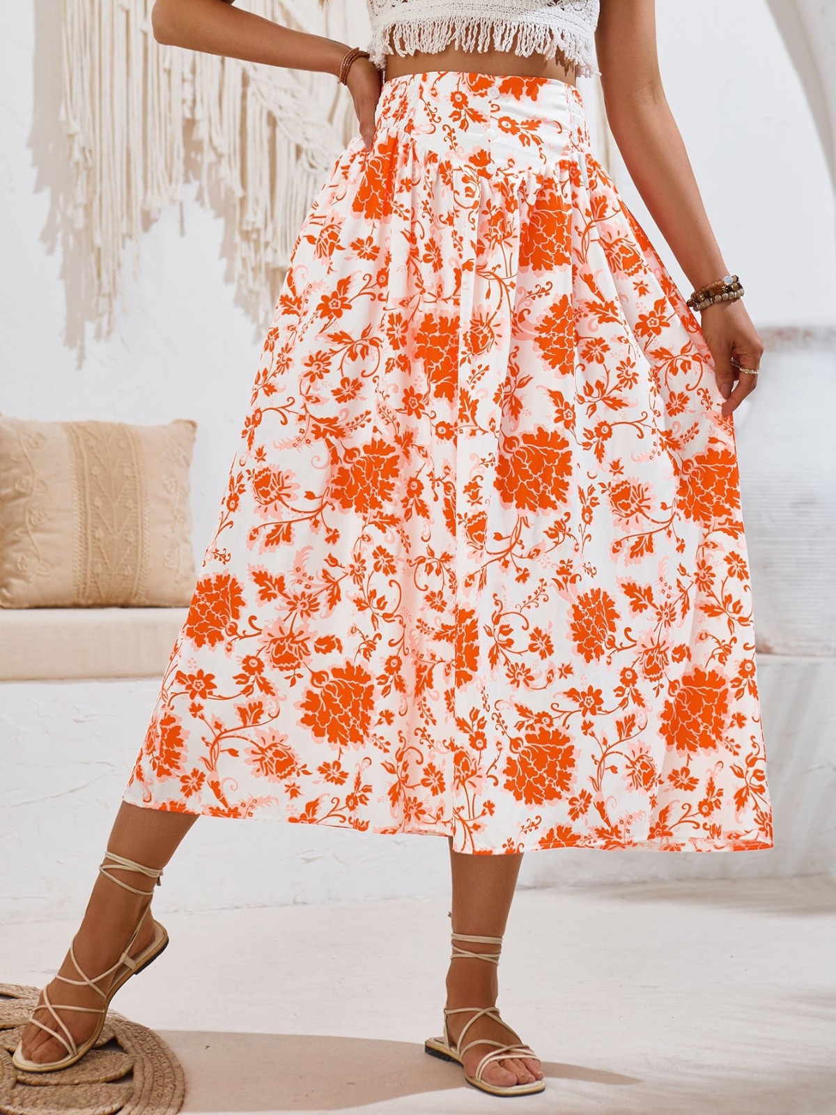 Mila Floral Midi Summer Skirt