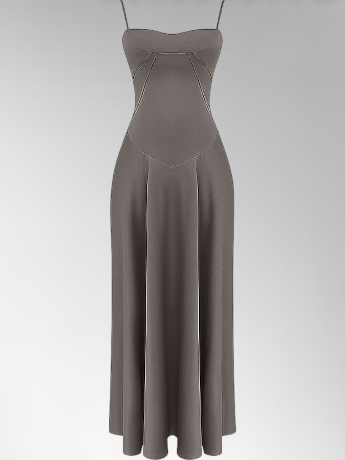 Anabel Brown Satin Lace-Up Evening Gown