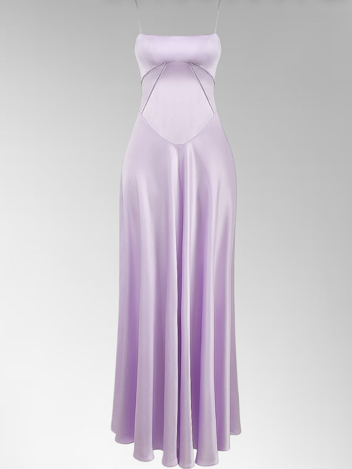 Anabel Purple Satin Lace-Up Evening Gown