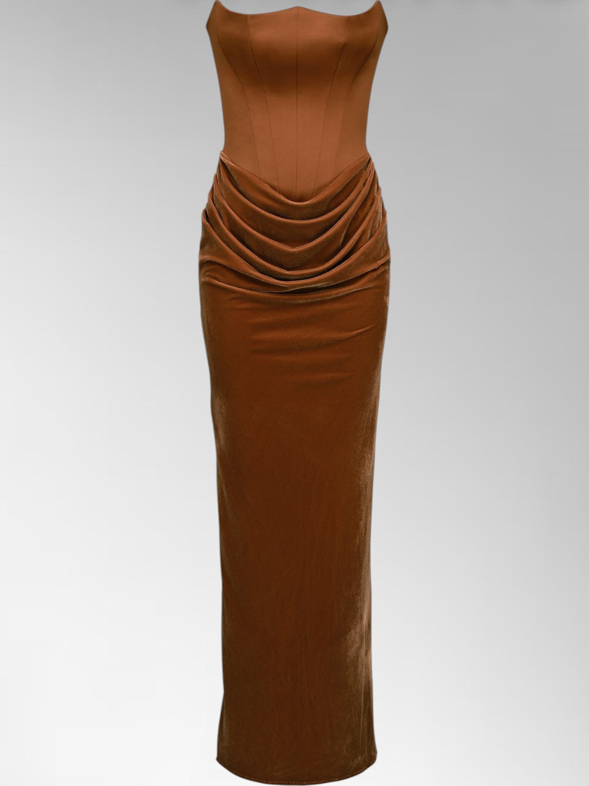 Glamora Brown Strapless Maxi Dress