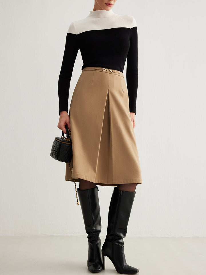 Clara Magnet Closure Pockets Pleated Skirt