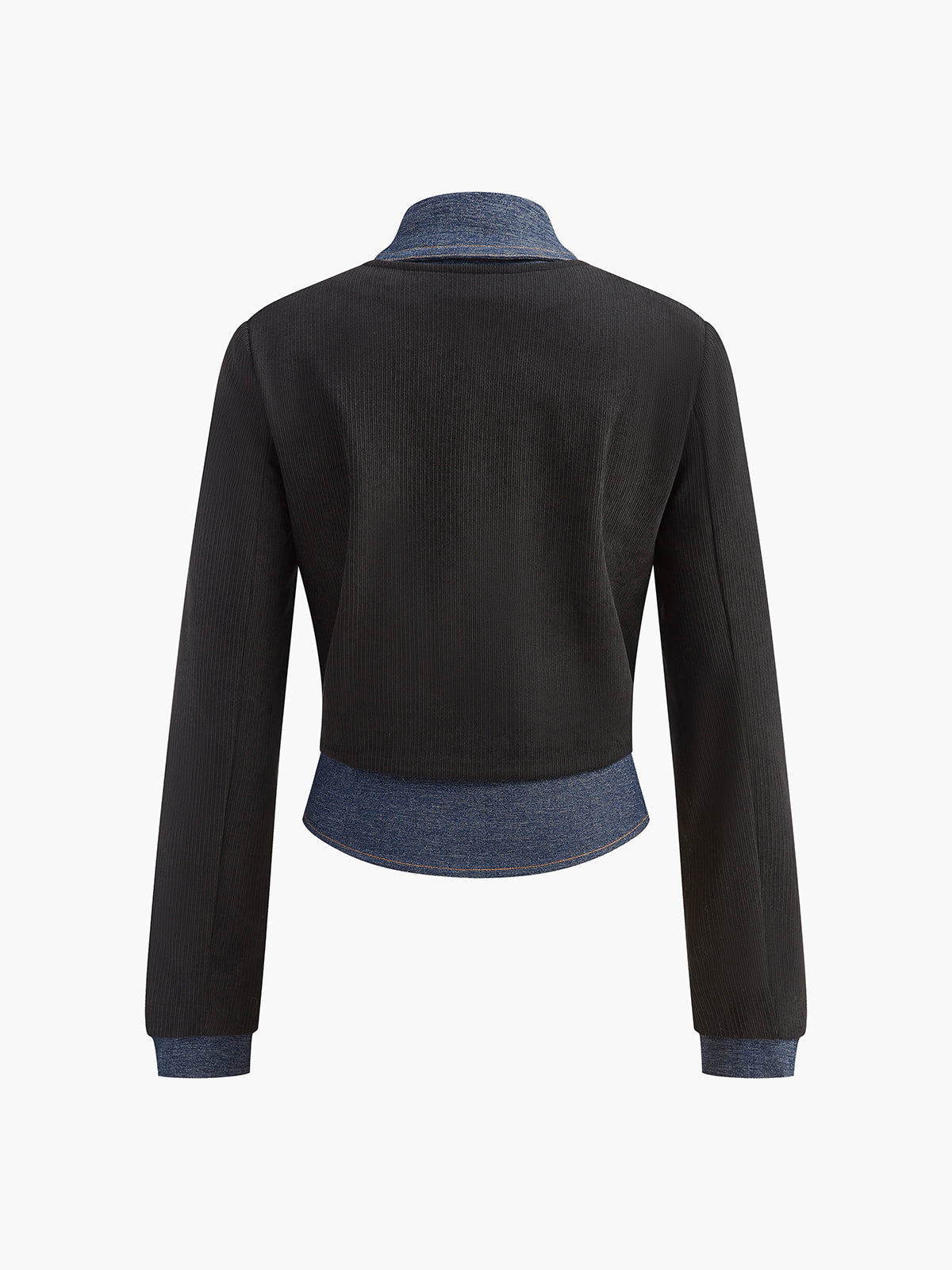 Leona 2-in-1 Denim Panel Polo Blouse