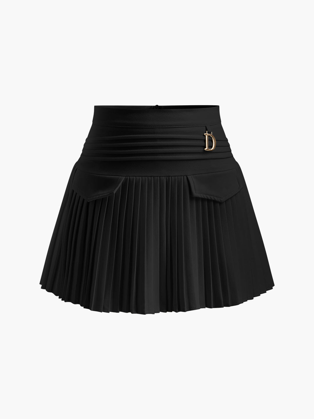 Aria Metal Letter Pleated Mini Skirt