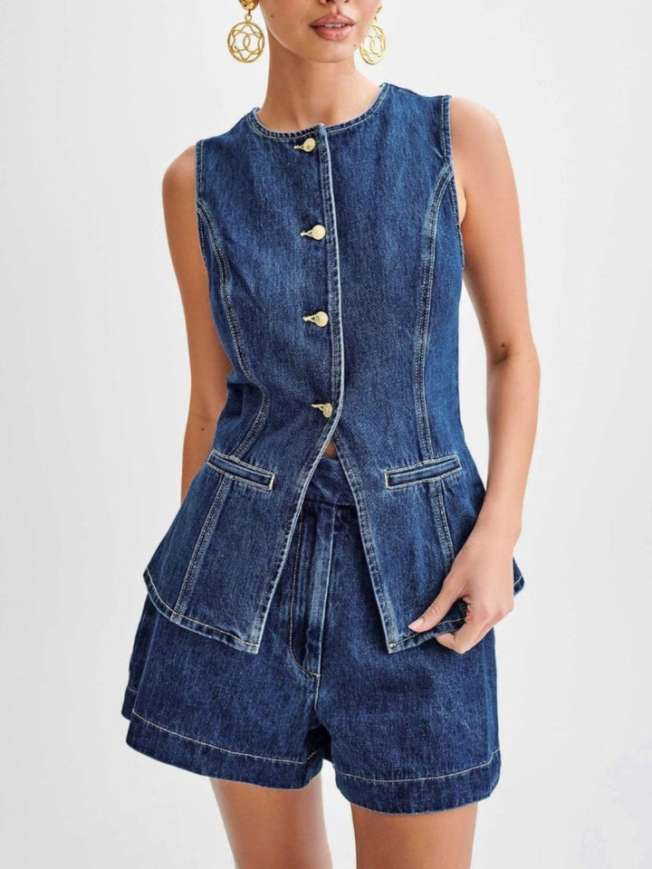 Nova Denim Vest & Shorts Set