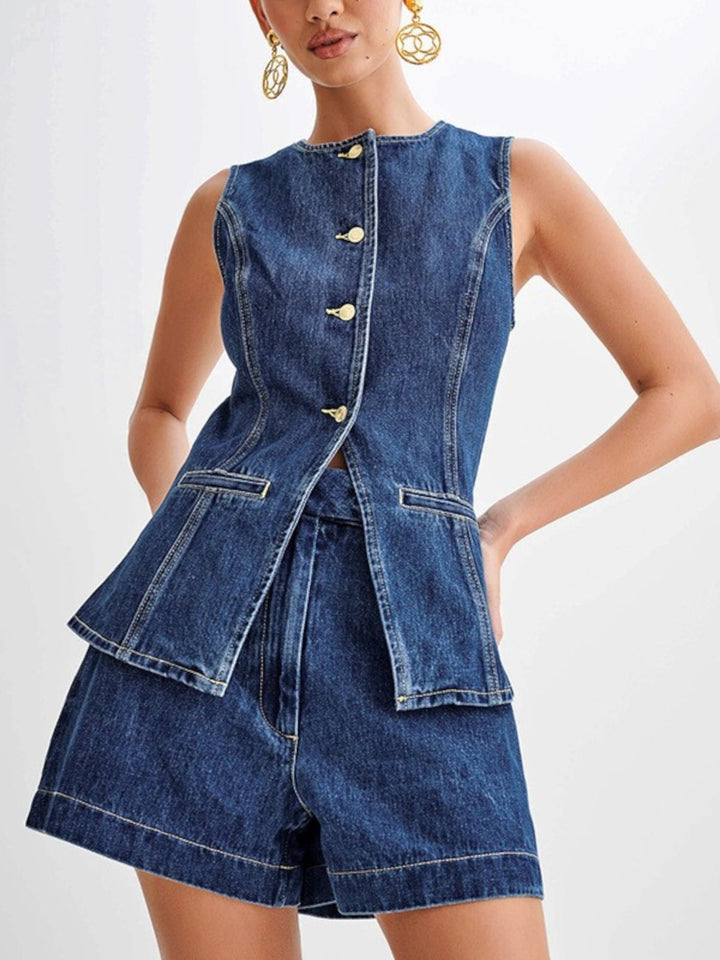 Nova Denim Vest & Shorts Set