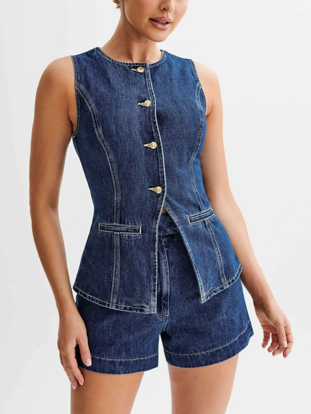 Nova Denim Vest & Shorts Set