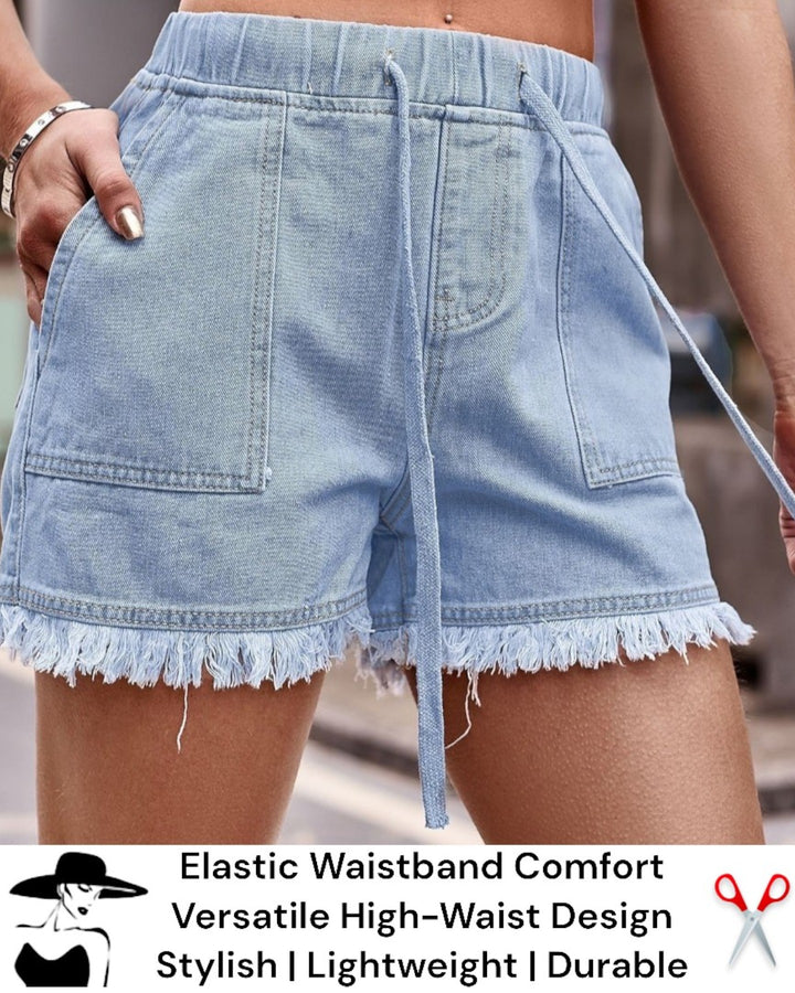 Ellie High-Waist Drawstring Denim Shorts