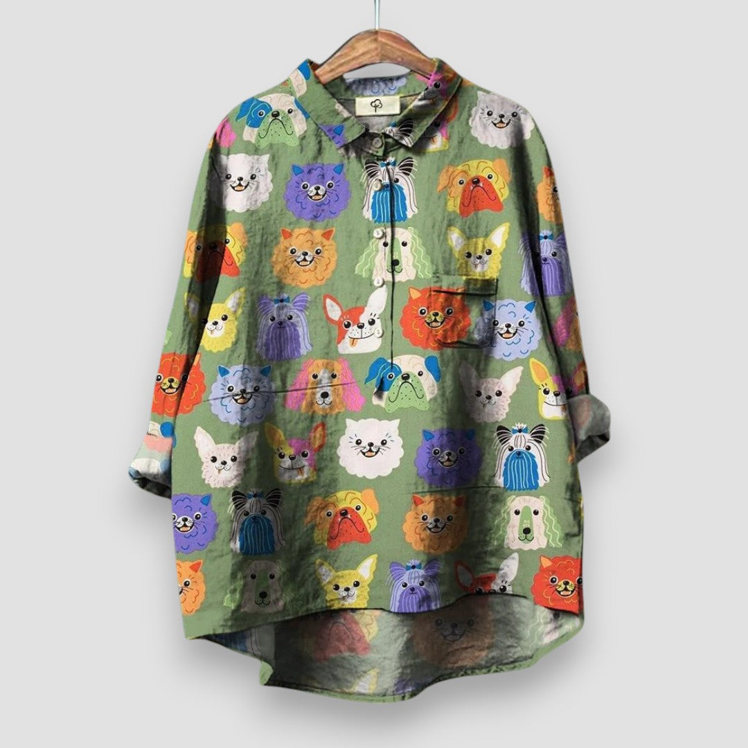 Amelia Dog Print Casual Shirt