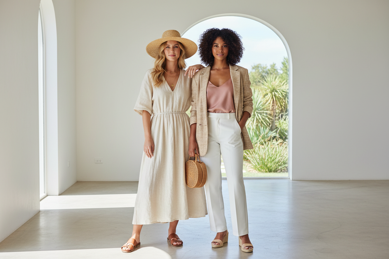 make a nice image with 2 models inside persona is AUS girls 25+