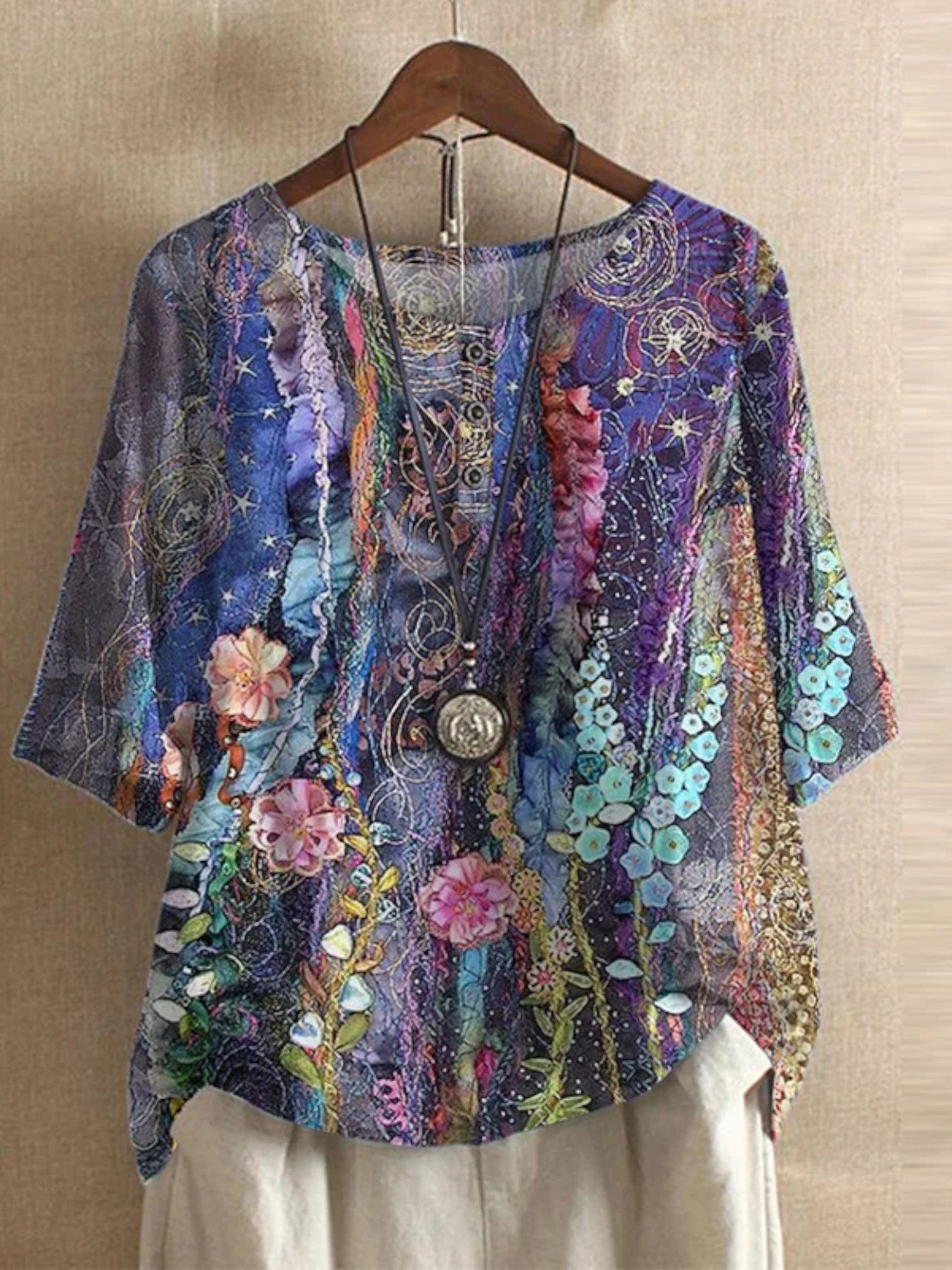 Lara Retro Floral Blouse