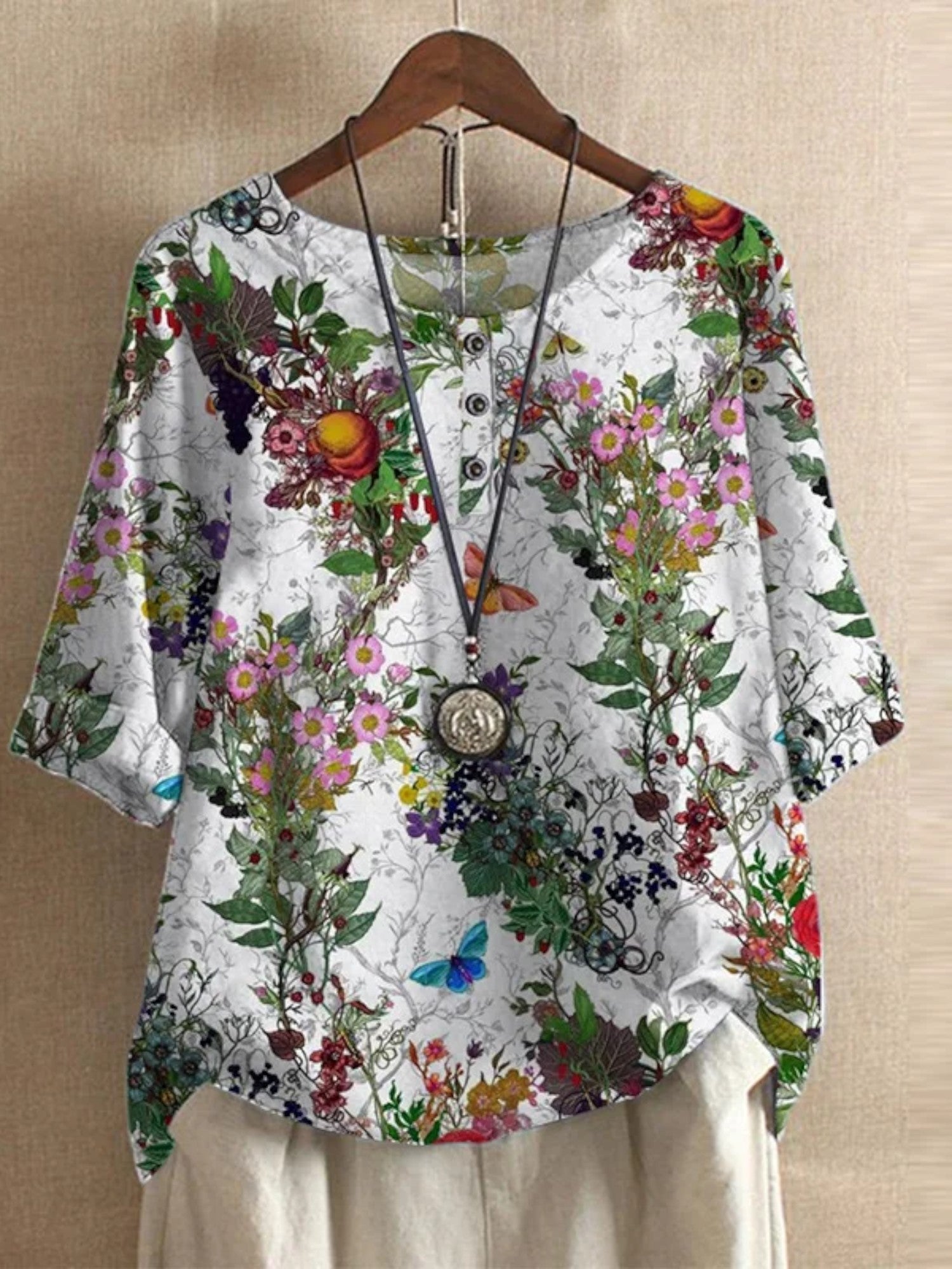 Lara Retro Floral Blouse